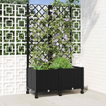 Aia istutuskast trellise ja ratastega Must 80 x 40 x 146 cm PP