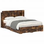 Voodiraam ladustamisega Suitsutatud tamm 150 x 200 cm Tehispuit