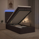 Ottomani voodi madratsi ja LED-idega tumepruun 90 x 190 cm
