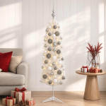 Kitsas kunstkuusk koos j&otilde;ulukuulidega 150 cm 150 LED-i