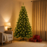 Kunstlik kokkupandav j&otilde;ulupuu 240 cm 600 LED-i Soe valge PVC