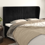 Voodipeats servadega, must, 203x23x118/128 cm, samet