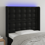 LED-voodipeats, must, 103x16x118/128 cm, kunstnahk