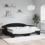Diivanvoodi v&auml;ljat&otilde;mmatava osaga, must, 80x200 cm, samet