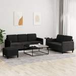 3-osaline diivanikomplekt, must, samet