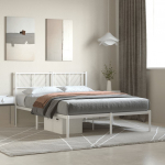 Metallist voodiraam peatsiga, valge, 135x190 cm