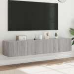 Teleri seinakapid LED-tuledega 2 tk, hall sonoma, 80x35x31 cm
