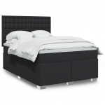Kontinentaalvoodi madratsiga, must, 140x200 cm, kunstnahk