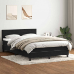 Kontinentaalvoodi madratsiga, must, 160x210 cm, samet