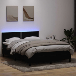 Kontinentaalvoodi madrats ja LED, must, 160x210 cm, samet