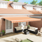 Automaatne sisset&otilde;mmatav varikatus kollane ja oranž 500x350 cm