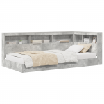 Raamaturiiuliga voodi betoonhall 75x190 cm t&ouml;&ouml;deldud puit