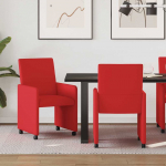 Ratastega S&ouml;&ouml;gi-toolid 2 tk Punane 57 x 66 x 94 cm Kunstnahk