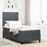 Kontinentaalvoodi madratsi ja peatsiga tumehall 100 x 200 cm samet