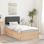 Voodiraam Pehme Peatoega peaga Tumehall 75 x 190 cm Tahke m&auml;nd