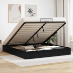 Ottomani voodiraam Must Tamm 203 x 180 x 25 cm T&ouml;&ouml;deldud puit