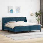 Voodiraam madratsiga madratsiga peaga Sinine 200 x 200 cm Samet
