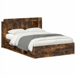 Voodiraam ladustamisega Suitsutatud tamm 140 x 190 cm Tehispuit