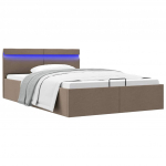 Hoiukastiga voodiraam LED, pruunikashall, kangas, 120 x 200 cm