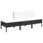 3-osaline aiam&ouml;&ouml;blikomplekt patjadega, pol&uuml;rotang, must