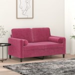 Dekoratiivpadjad 2 tk, veinipunane, &oslash;15x50 cm, samet