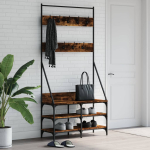 Riidenagi koos kingariiuliga, suitsutatud tamm, 90x34x184 cm