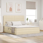 Voodi hoiukohaga ja madratsiga Kreem 180 x 200 cm Pol&uuml;ester