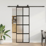 L&uuml;kanduks riistvara komplektiga must 76x205 cm karastatud klaas