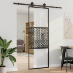 Klaasuks j&otilde;hvisaega t&ouml;&ouml;deldud must 90 x 2 x 205 cm alumiinium