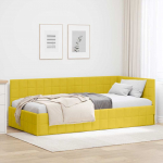 Nurga voodiraam peatsiga Kollane 100 cm x 200 cm Samet