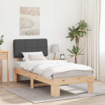 Voodiraam Pehme Peatoega Naturaalne ja tumehall 80 x 200 cm