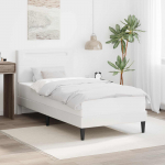 Voodi raam LED-ribadega peaga Valge 90 x 190 cm Kunstnahk