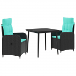 Diivanilaua komplekt 3 pcs PE rattan ja pulberkattega teras