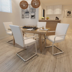 Vetruvate jalgadega s&ouml;&ouml;gitoolid 4 tk, valge, kunstnahk