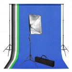 Fotostuudiokomplekt taustapildi ja softboxi valgustusega