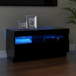 Telerialus LED-tuledega, must, 80 x 35 x 40 cm