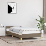 Voodiraam peatsiga ilma madratsita taupe 90x200 cm kangas