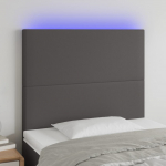 LED-voodipeats, hall, 100x5x118/128 cm, kunstnahk
