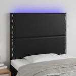 LED-voodipeats, must, 90x5x118/128 cm, kunstnahk