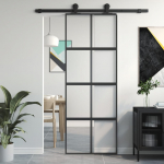 L&uuml;kanduks, must, 76x205 cm, karastatud klaas ja alumiinium