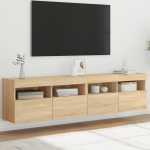 Teleri seinakapid LED-tuledega 2 tk, sonoma tamm, 80x30x40 cm