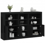 Puhvetkapp LED-tulega, must, 162 x 37 x 100 cm