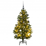 Hingedega kunstkuusk 150 LEDi ja j&otilde;ulukuulidega, 120 cm