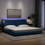 Voodiraam LED-iga ilma madratsita, sinine, 200 x 200 cm, kangas