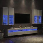 7-osaline teleri seinakappide komplekt LED-tuledega, valge