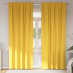 Kardinad r&otilde;ngastega 2 tk kollane sinep 225 x 140 cm pol&uuml;ester
