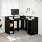 Laud riiuliga must tamm 130 x 130 x 91 cm tehispuit