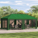 Paviljon k&uuml;lgseinadega 6 x 3 m Roheline Pol&uuml;ester ja teras 190