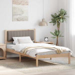 Voodiraam Pehme Peatoega Pruunikashall 100 x 200 cm Tahke m&auml;nd
