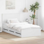 Voodiraam sahtliga peaga valge 100 x 200 cm inseneripuit